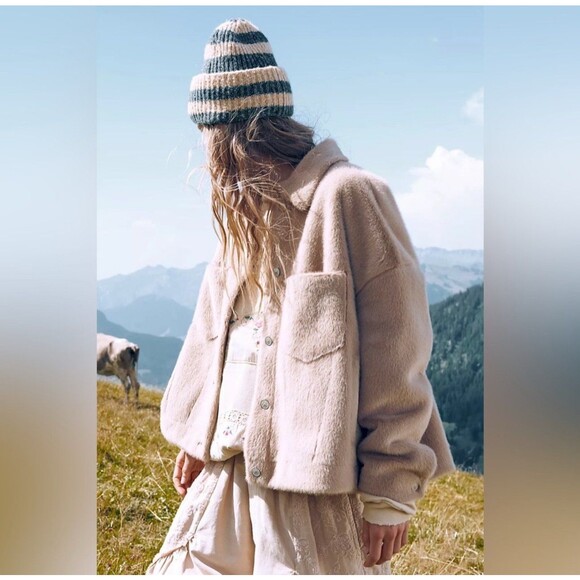 Free People We The Free Cozy Opal Swing Jacket In Frozen Dew Ivory NWOT Sz M - Picture 2 of 12